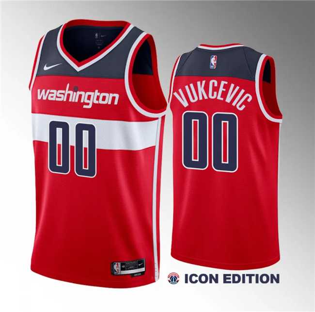 Mens Washington Wizards #00 Tristan Vukcevic Red 2023 Draft Icon Edition Stitched Jersey Dzhi